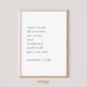 Bible Verse Printable - Matthew 11:28 | Scripture Art | Bible Verse Wall Art | Bible Verse Print | Wall Home Decor
