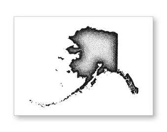 State of Alaska Note Card, Love, Heart, Anchorage, Girdwood, Hand-drawn Art Print