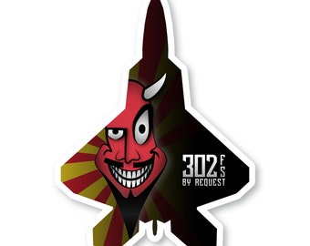 F-22 Sticker, 302nd Fighter Squadron, Hellions, F22 Raptor, Fighter Jet