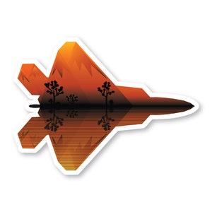 F-22 Sticker, Orange Mountains & Joshua Trees, F22 Raptor, Fighter Jet
