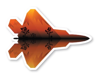 F-22 Sticker, Orange Mountains & Joshua Trees, F22 Raptor, Fighter Jet