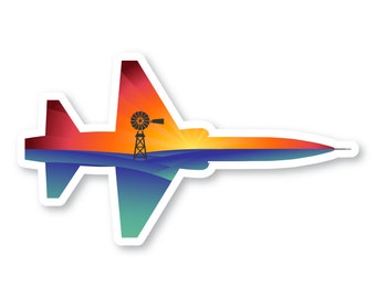 T-38 Sticker, Texas Windmill, T38 Talon, Fighter Jet Trainer