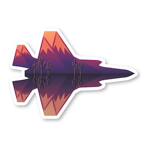F-35 Sticker, Purple Mountains & Cacti, F35 Lightning, Fighter Jet