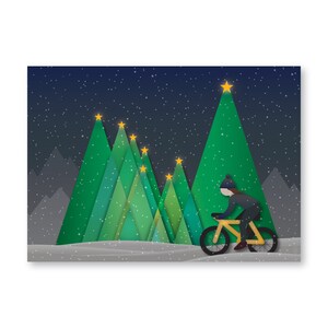 Bandeira do estado do Alasca, noite estrelada, motociclista, cartão de nota 5x7, impressão de arte gráfica