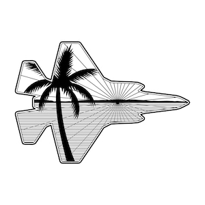 F-35 Digital Download, Beach & Palm Tree, F35 Lightning, Fighter Jet