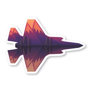 F-35 Sticker, Purple Mountains & Trees, F35 Lightning, Fighter Jet