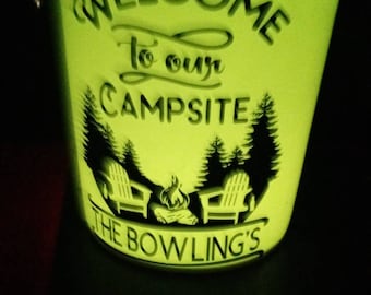 Camping latern, bucket, light with changing colors led light inside.