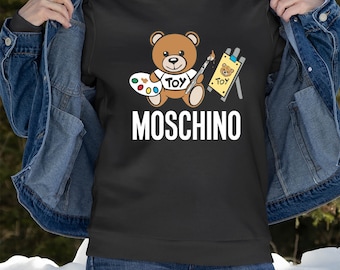 Hot New Men's & Women MOSCHINO Lapin Oreille ours en peluche à manches courtes T-shirt en coton 