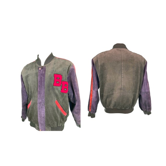 Bugle Boy Patchworked Leather Letterman Suede Embr