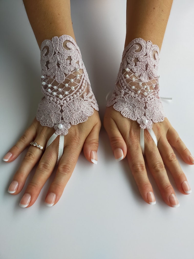 Pink Bridal Lace Gloves Fingerless Gloves Wedding Gloves Etsy