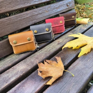 Leather Coin Pouch Keychain, Leather Coin Purse, Genuine Leather, Leather Coin Purse, Small Coin Leather Case, Leather Keychain