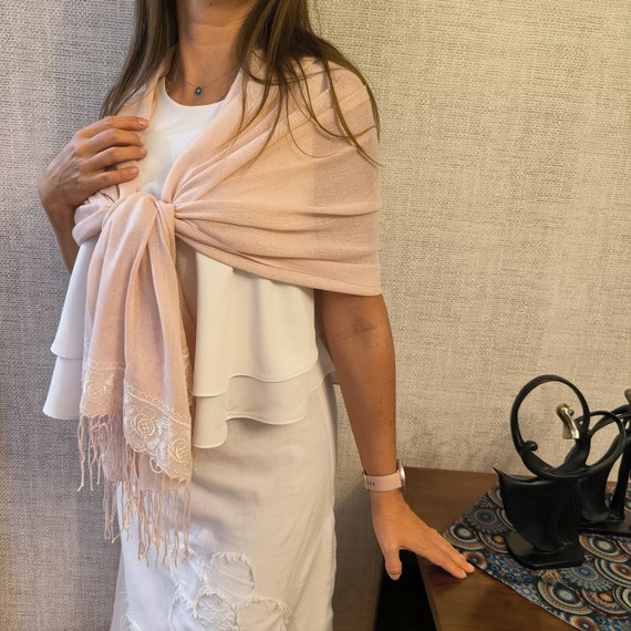 Handmade Pink Lace Bridal Shawl: Elegant Wedding Cover-up UK