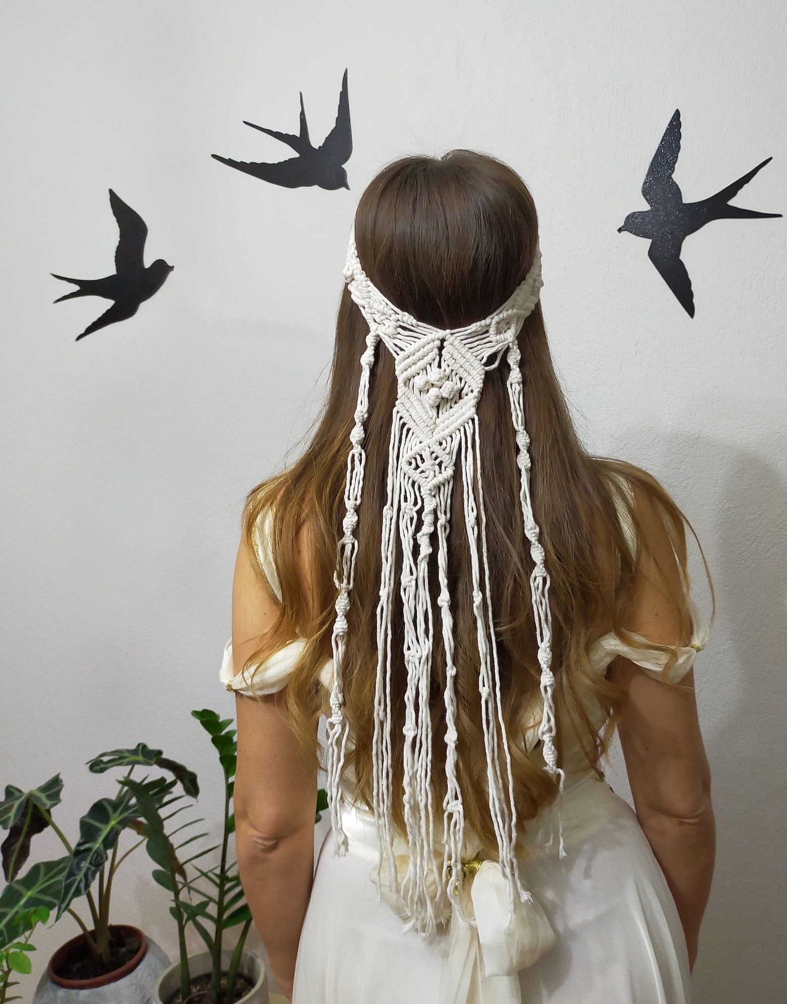 Macrame Veil, Macrame Crown, Macrame Hair Accessory, Festival Wedding