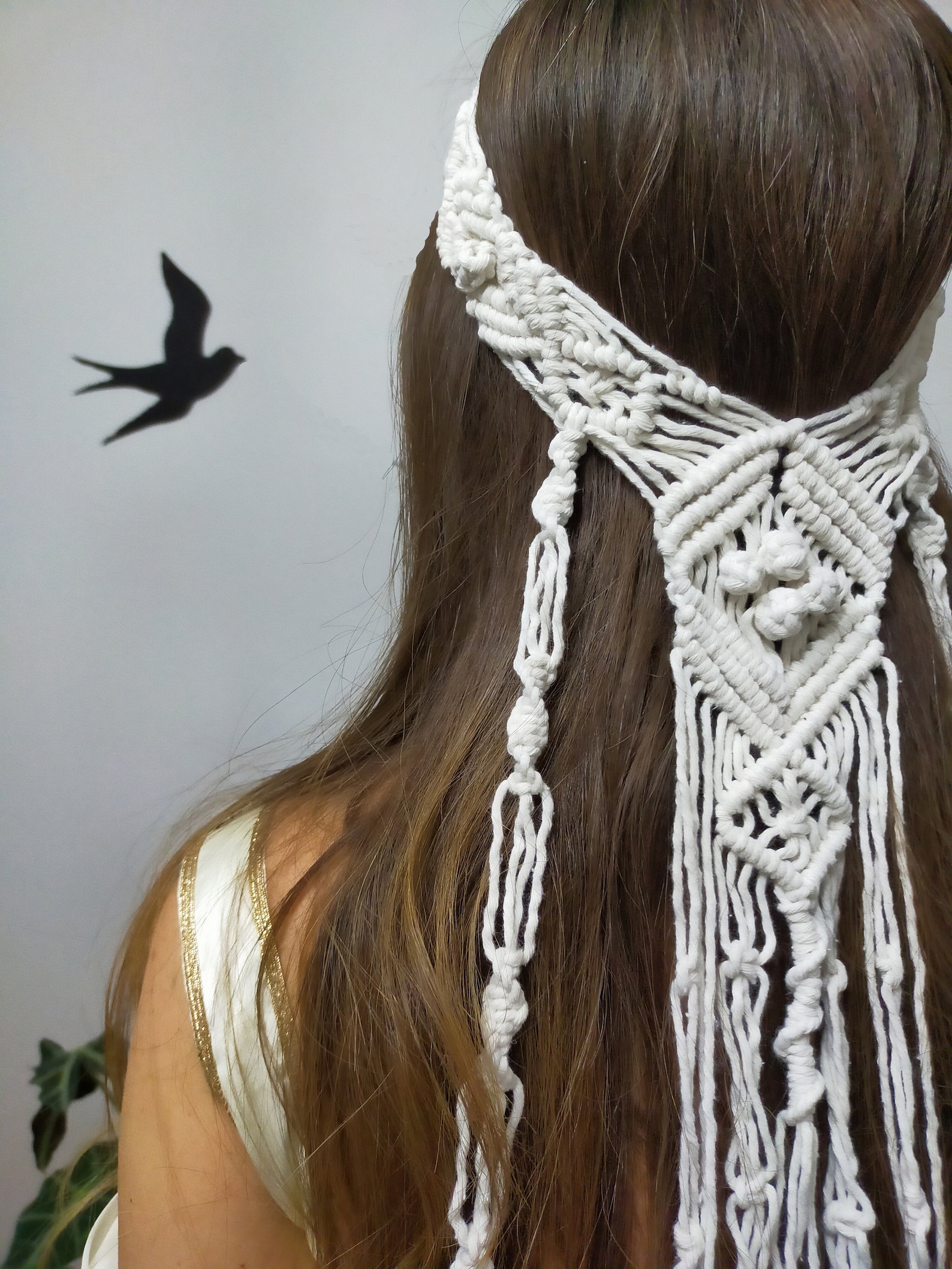 Macrame Veil, Macrame Crown, Macrame Hair Accessory, Festival Wedding