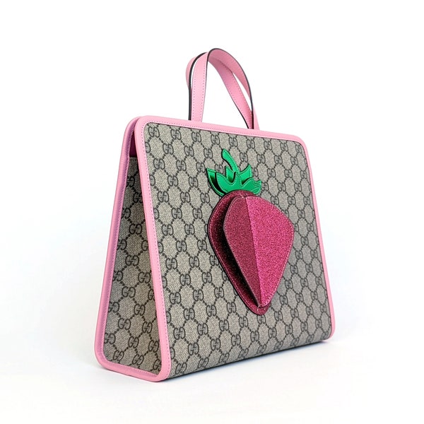 Gucci #630589 Junior 3D Strawberry/Strawberry Supreme GG Tote Bag