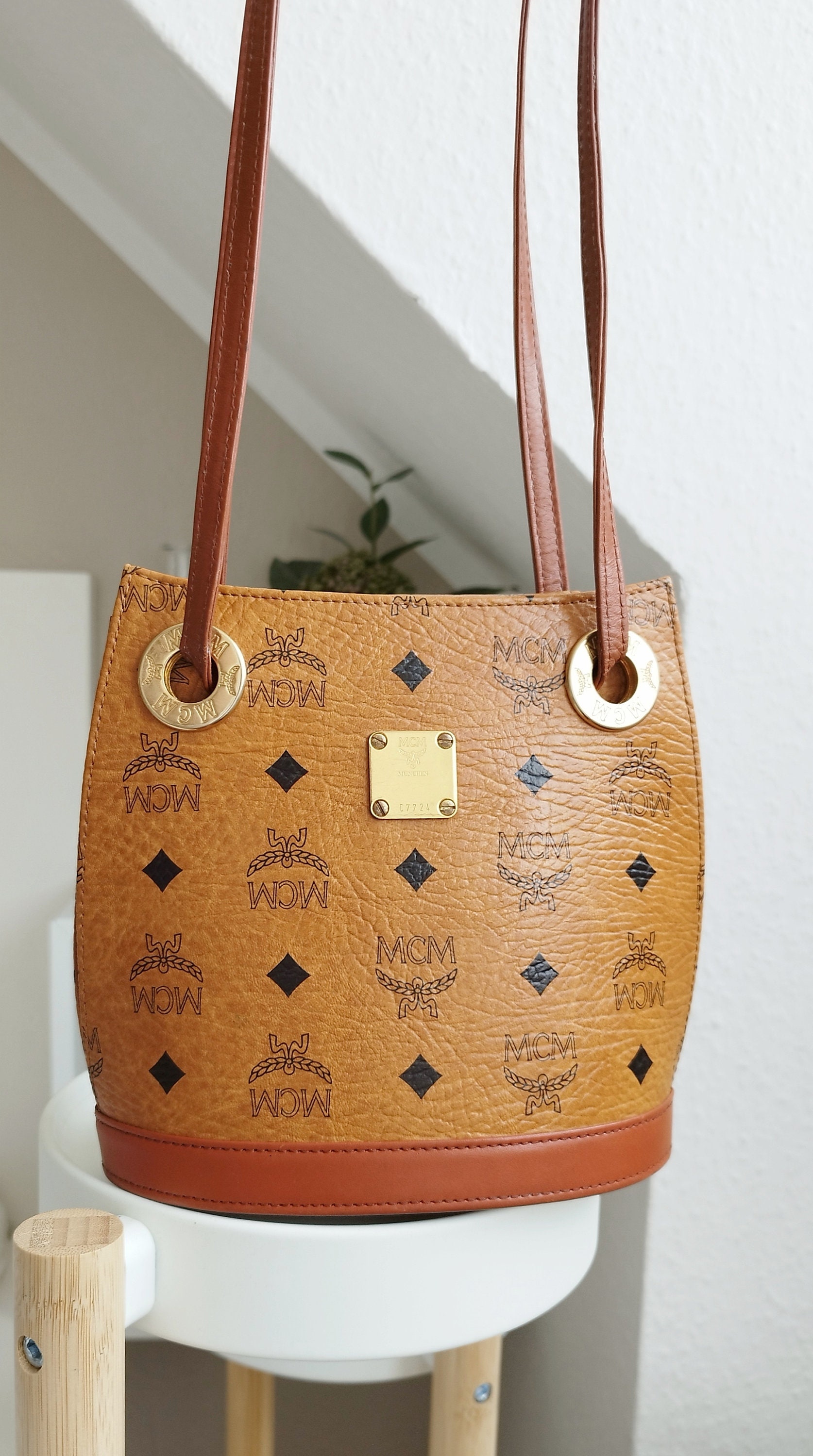MCM, Bags, Mcm Cognac Visetos Belt Bucket Bag Limited Edition