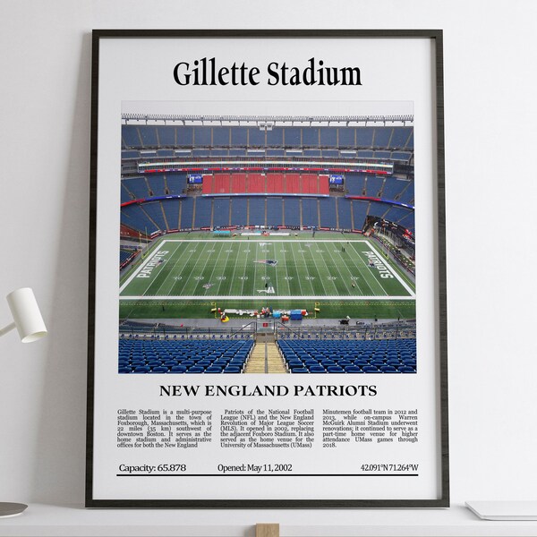 Black and White Gillette Stadium - Etsy