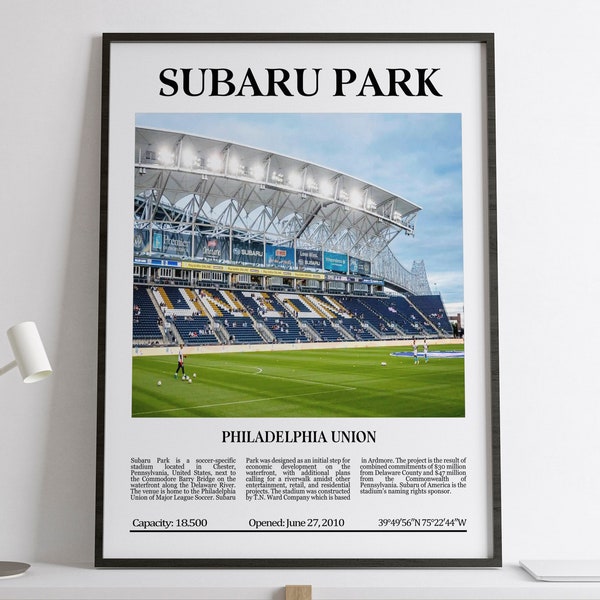 Subaru Park, Philadelphia Union, Black & White Stadium, Digital Printable Poster, Football Lovers Gift, Philadelphia Union Lovers Gift