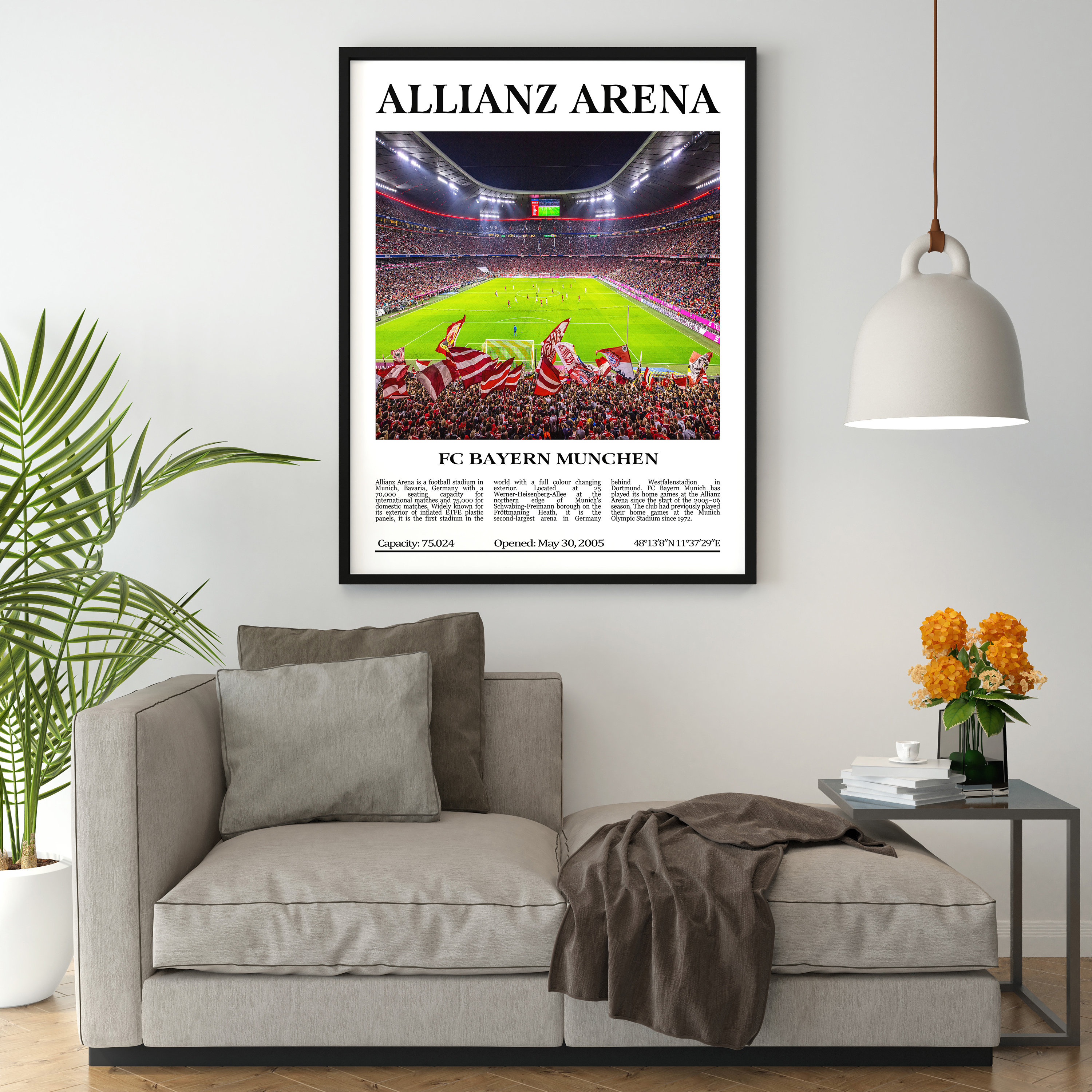 Allianz Lovers Football Stadium, Gift Lovers & Bayern Gift, FC Printable Bayern Digital Etsy Arena, Munchen, Munchen Black - White Poster, FC