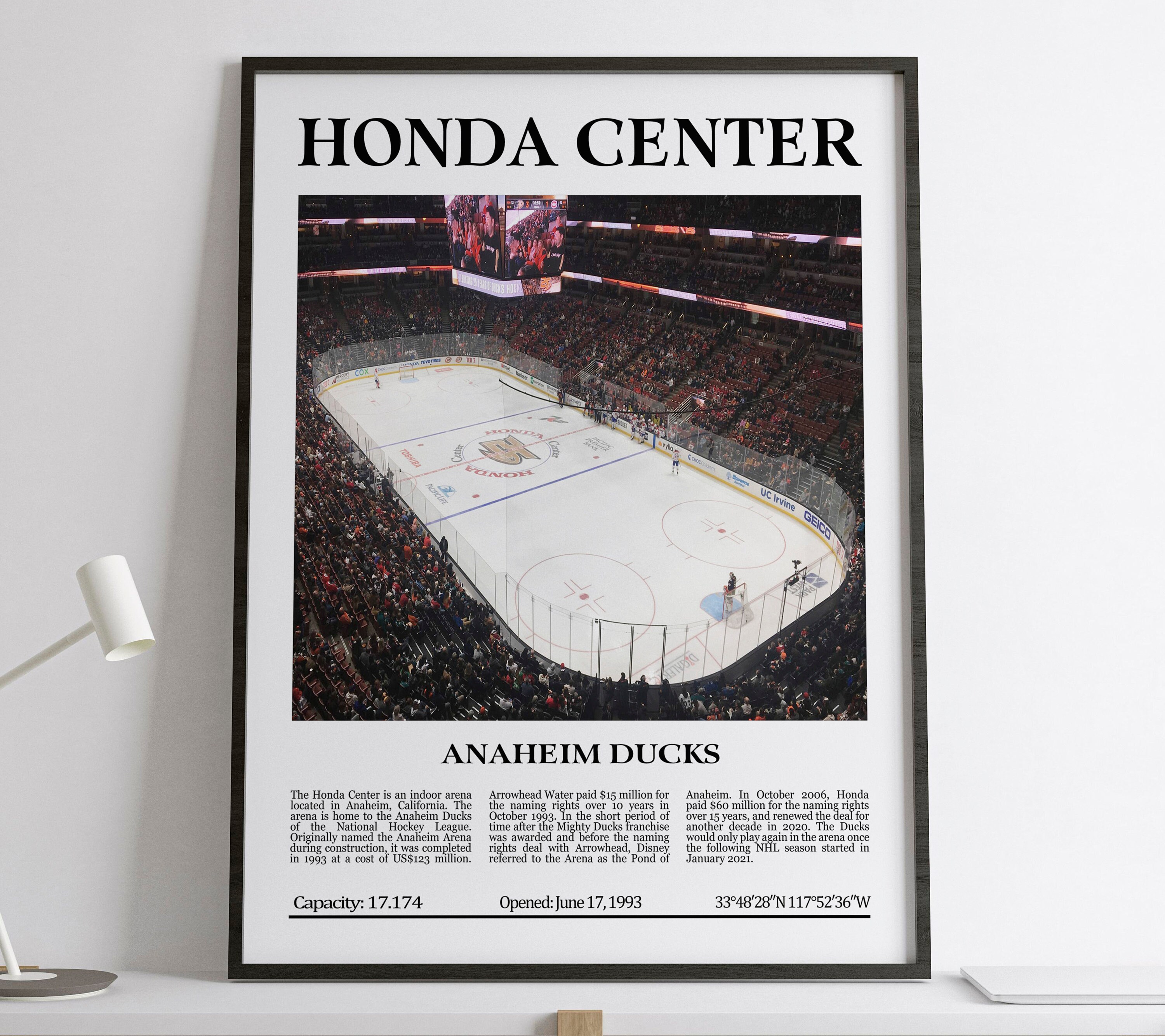 Honda Center Hockey Arena Print, Anaheim Ducks Hockey