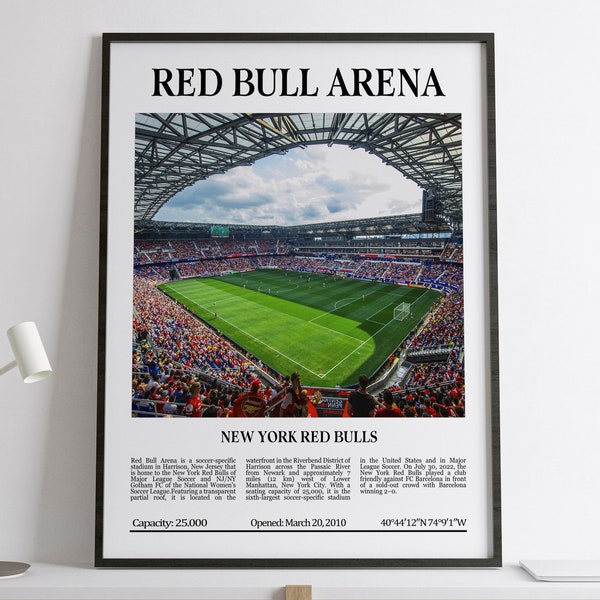 Red Bull Arena, New York Red Bulls, Black & White Stadium, Digital Printable Poster, Football Lovers Gift, New York Red Bulls Lovers Gift