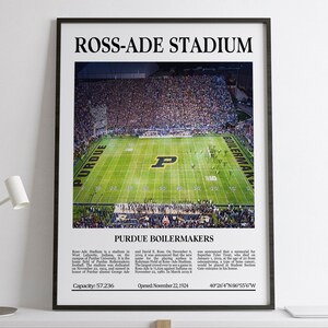 Ross-Ade Stadium, Purdue Boilermakers, Black & White Stadium, Digital Printable Poster, NCAA Football Lovers Gift