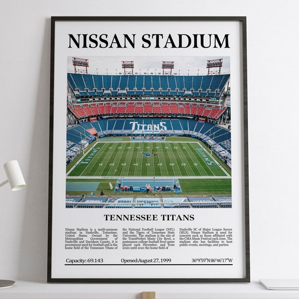 Nissan Stadium, Tennessee Titans, Black & White Stadium, Digital Printable Poster, NFL Lovers Gift, Tennessee Titans Lovers Gift