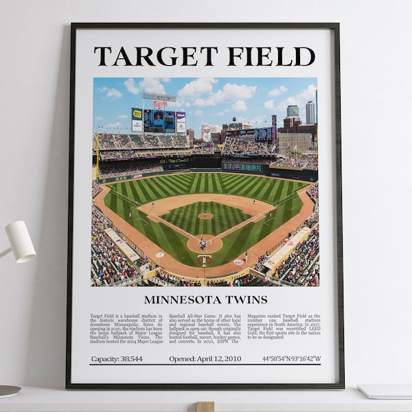 Target Field, Minnesota Twins, Zwart &White Stadium, Digitale Afdrukbare Poster, MLB Lovers Gift, Minnesota Twins Lovers Gift