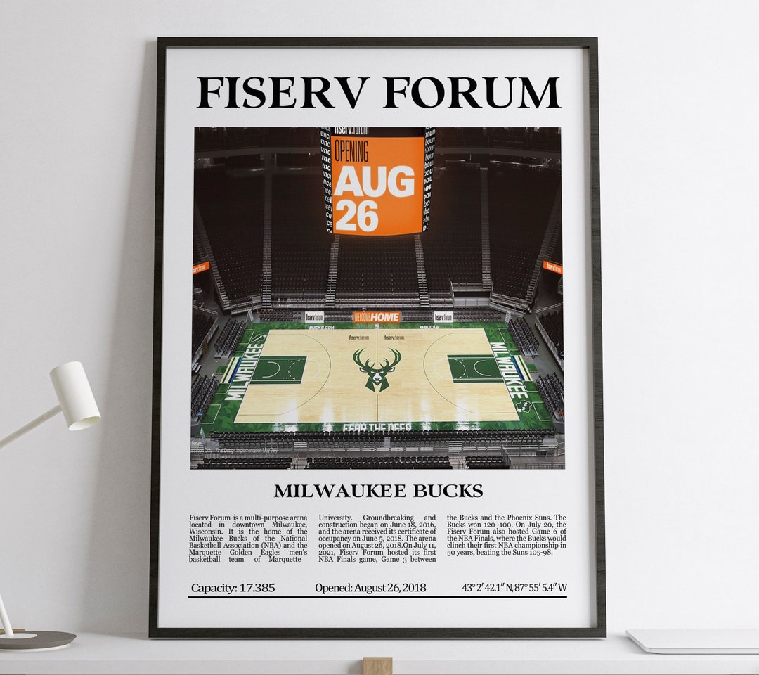 Fiserv Forum Milwaukee Bucks Black & White Stadium Digital 
