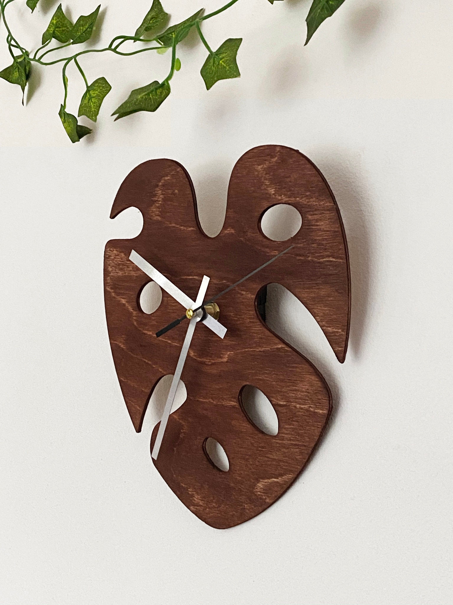 Funky wall Clock. Leaf inspired Clock. Tropical Leaf Clock. Etsy