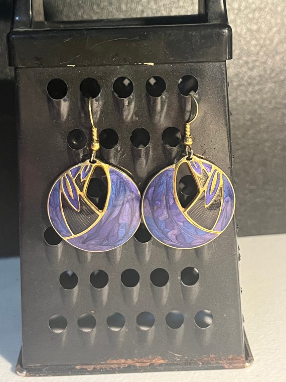Vintage Edgar Berebi Purple and Gold Earrings