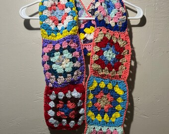 Vintage Inspired Crochet Granny Square Scarf