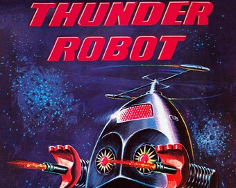 Vintage Toy Poster Thunder Robot Stretched Canvas or Unframed Art Print in Various Sizes + Free Shipping