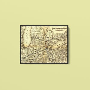 Vintage kaarten - Toledo Ann Arbor Grand Trunk Railway - Historische reproductieprint - Opgerold, gespannen of ingelijst canvas + gratis verzending
