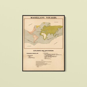 Magellans Voyages - Vintage Maps - Historic Reproduction Print - Rolled, Stretched or Framed Canvas + Free Shipping