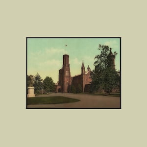 Vintage Photochrom United States - Washington Dc - Smithsonian Institution - Giclee Reproduction Print - Rolled, Stretched or Framed Canvas