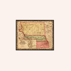 Nebraska Colorado and Kansas - Vintage Maps - Historic Reproduction Print - Rolled, Stretched or Framed Canvas + Free Shipping