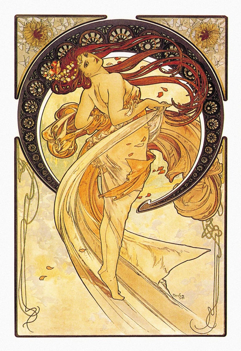 SDVIB Alphonse Mucha (Danse, 1898) Toile Art Peinture à l'huile Oeuvre d'art Affiche Impression Photo Décoration Murale Moderne Salon Décoration