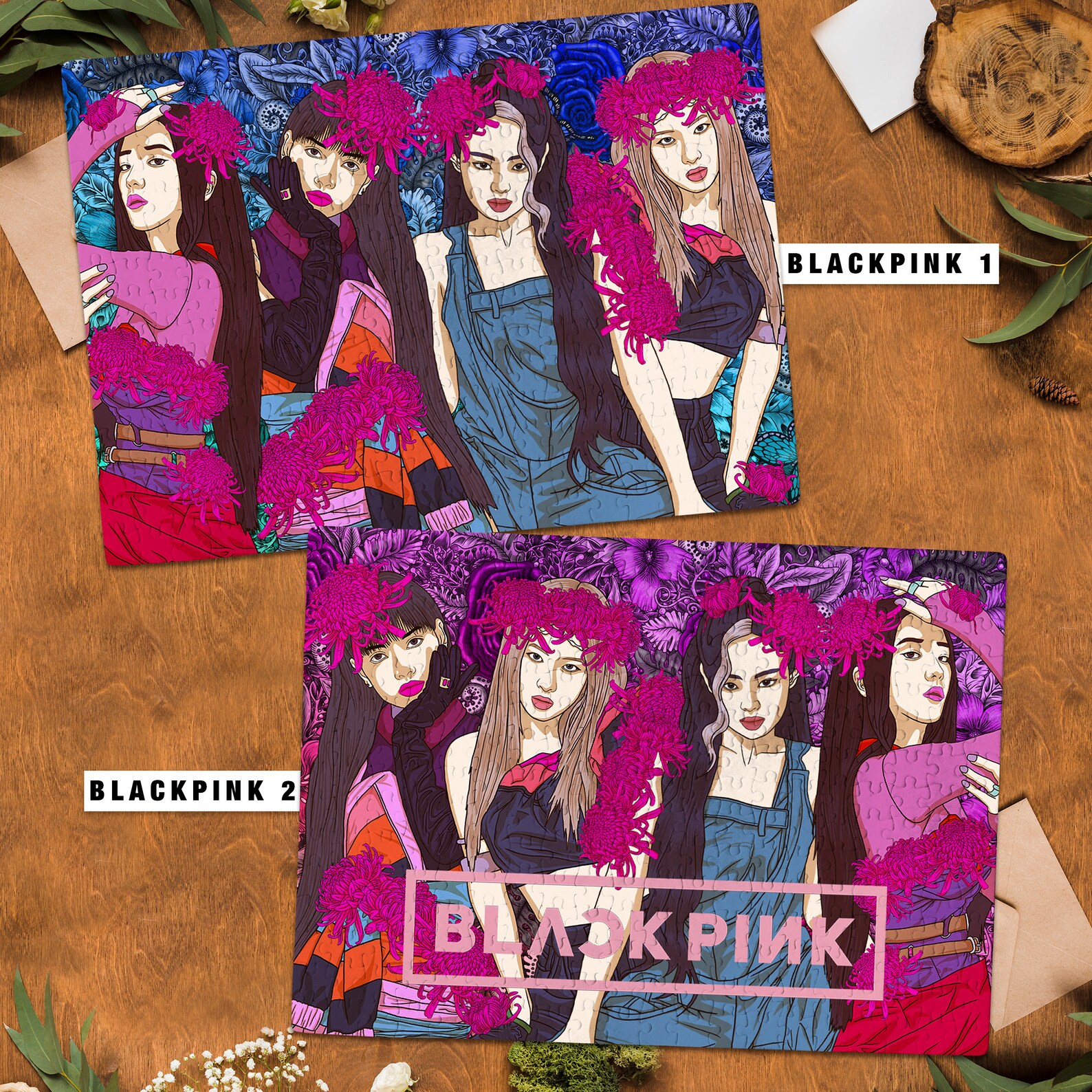 Black Pink Kpop Floral Jigsaw Puzzle UV Glow 300 Piece A3 | Etsy