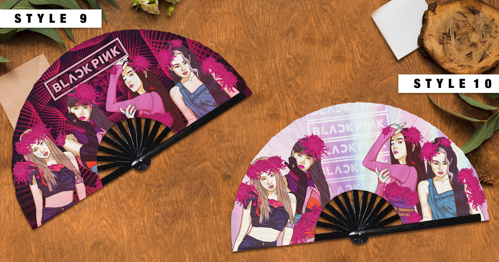 Black Pink Kpop Hand Fan Lovesick Girls folding fan how you Etsy