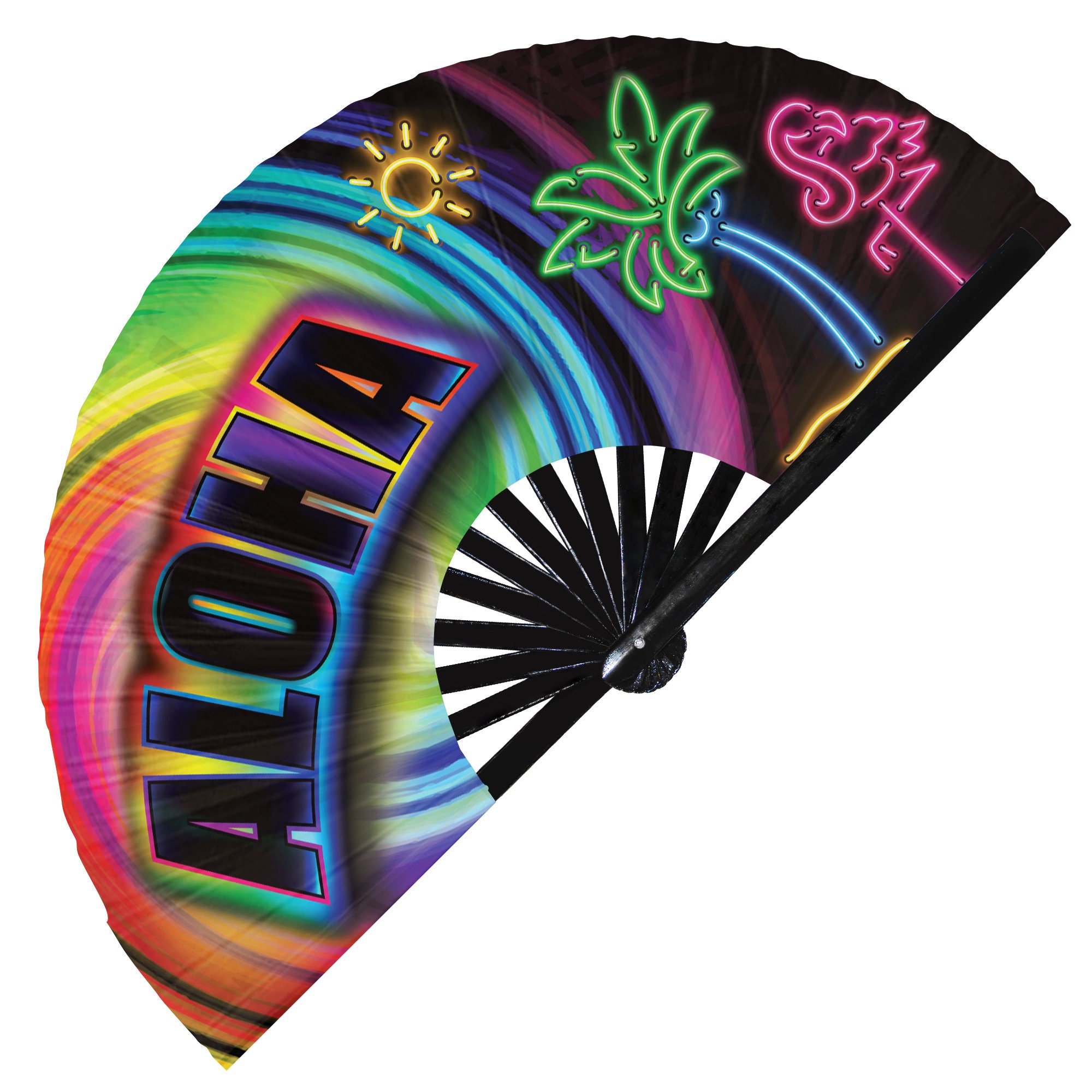 Aloha Hawaii UV Glow Hand Fan Maui Aloha folding hand fan Etsy