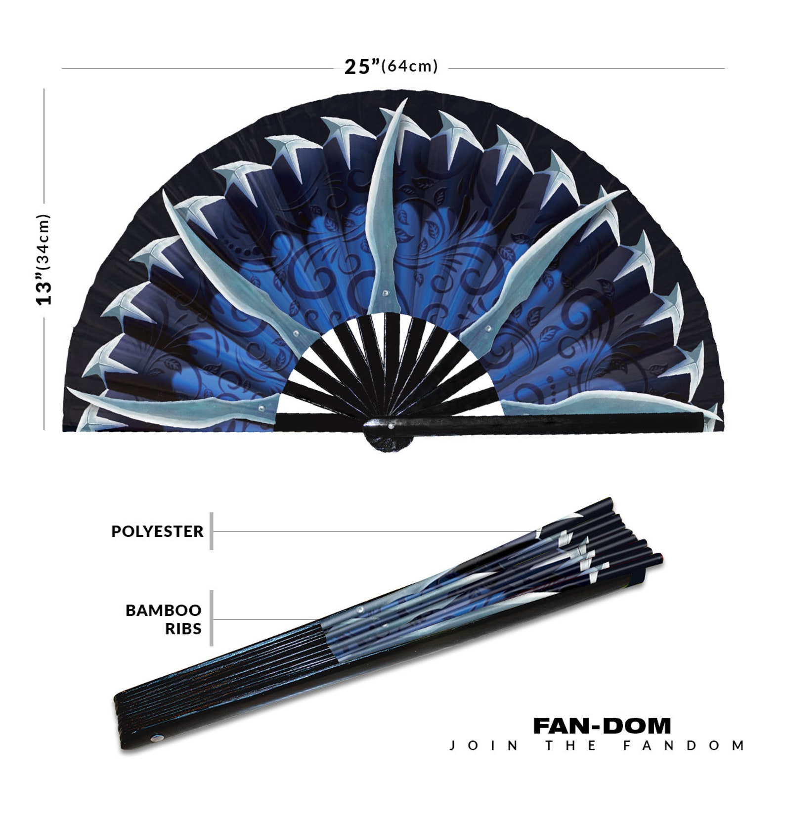 Kitana Cosplay Folding Hand Fan - Purple & Silver Fan For Halloween & Costume Props