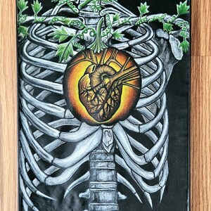 Jack O Lantern Heart // 9x12 inch charcoal drawing // halloween art // jack o lantern decor // spooky drawing // home and office decor