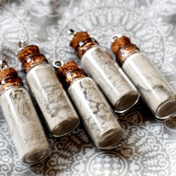 Small glass bottle of Volcanic Ash from Mt. St Helen's necklace pendant, with chain // glass bottle necklace pendant, *limited*, minimalist