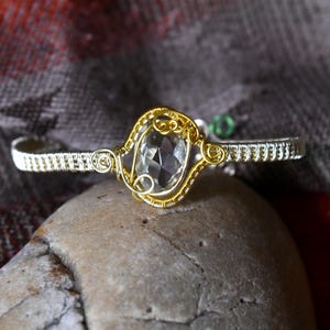 Handgemaakte met citrien omwikkelde manchetarmband - minimalistische sieraden (M)
