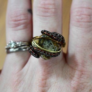 Jasper ring // wire wrapped ring // minimalist ring // Jasper wire wrapped ring // Size 7 ring // natural Jasper stone // statement ring