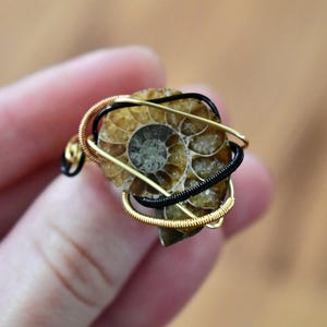Ammonite ring // wire wrapped ring // minimalist ring // Ammonite wire wrapped ring // Size 12 ring // fossilized Ammonite ring