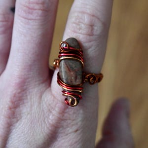 Jasper ring // wire wrapped ring // minimalist ring // Jasper wire wrapped ring // Size 9 ring // natural Jasper stone // statement ring