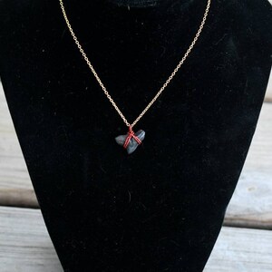 Fossilized Shark Tooth necklace pendant // minimalist necklace with chain // small fossilized shark tooth // wire wrapped pendant