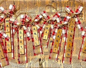 Custom Family Name Scrabble Christmas Ornament| Custom Personalized Family Name Christmas Scrabble Ornaments